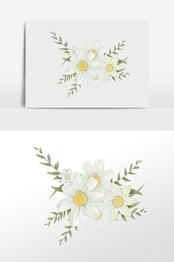 手绘春天植物白色花插画图片下载