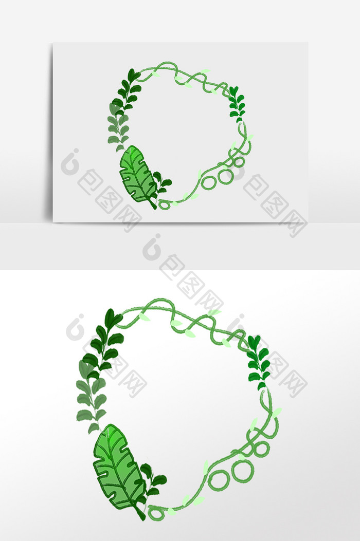 手绘卡通可爱枝藤花边框插画