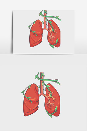 卡通肺配图插画元素