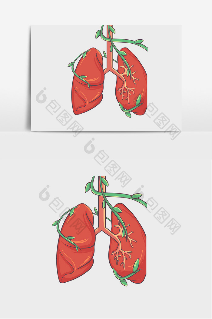 卡通肺配图插画元素