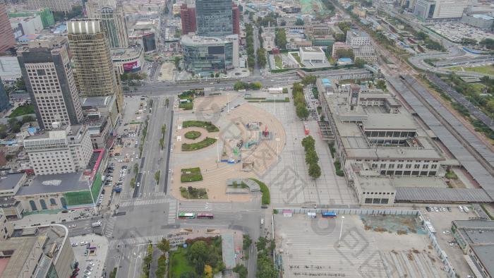 航拍河北石家庄解放广场老火车站图片-包图网企业站