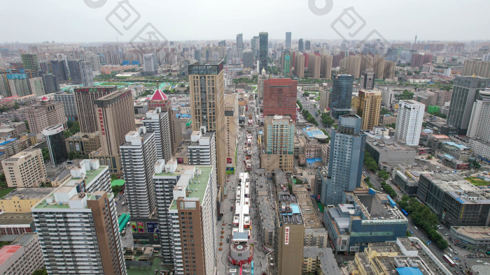 航拍河北石家庄湾里庙步行街图片-包图网企业站