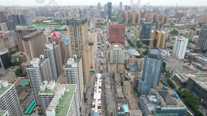 航拍河北石家庄湾里庙步行街图片-包图网企业站
