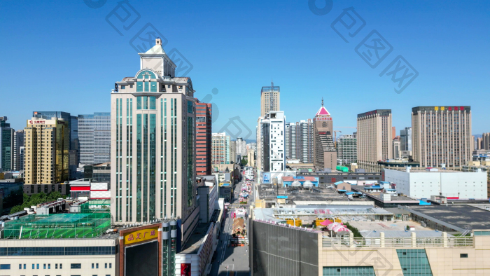 航拍河北石家庄湾里庙步行街图片-包图网企业站