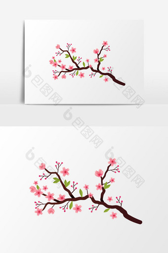 简约春天鲜艳花卉树枝出游踏青元素图片