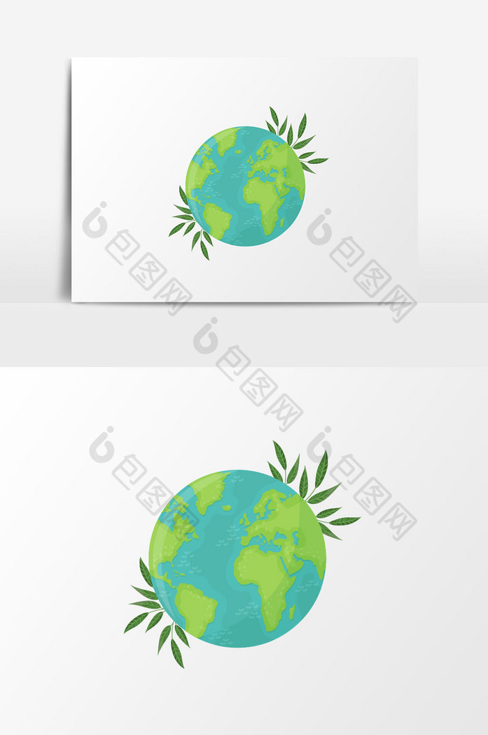 绿色卡通地球清新保护环境植树节元素