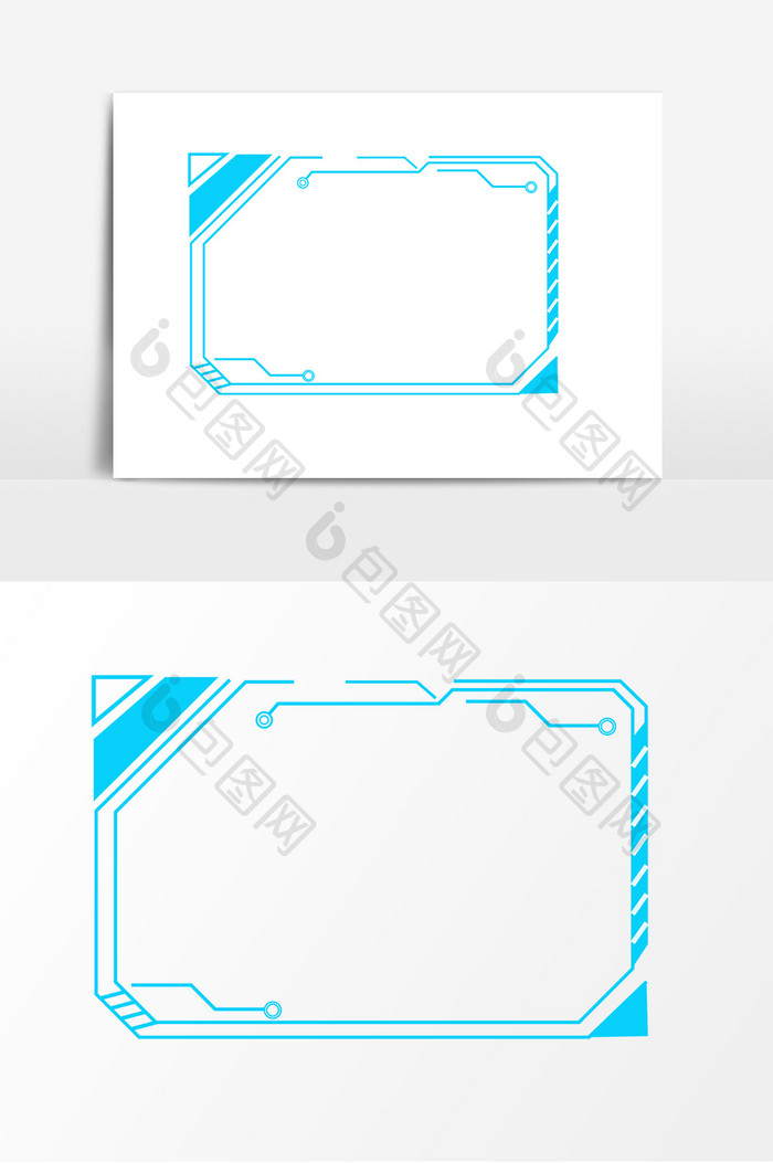 卡通蓝色科技感边框素材