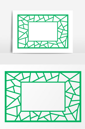 手绘绿色复古窗子元素