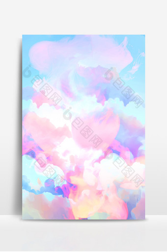 唯美抽象水彩画云彩渐变天空通用背景图片