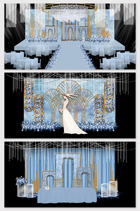 蓝色欧式教堂婚礼效果图