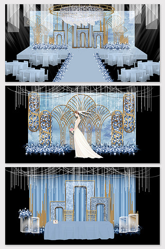 蓝色欧式教堂婚礼效果图图片
