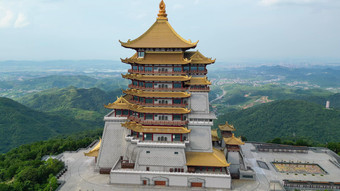 航拍湖北黄石东方山风景区东昌阁