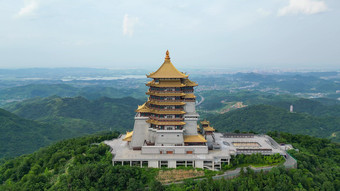 航拍湖北黄石东方山风景区东昌阁