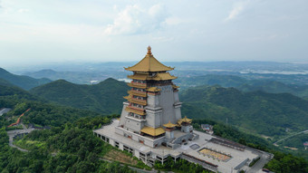 航拍湖北黄石东方山风景区东昌阁