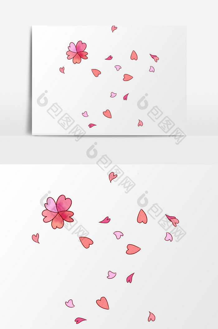 手绘卡通小清新粉色花瓣漂浮小元素