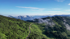 航拍湖北神农架神农顶景区盘山公路