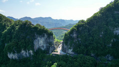 航拍湖北神农架天燕景区彩虹桥