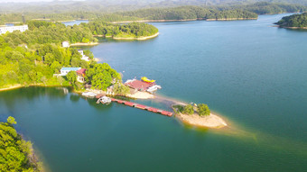 航拍湖北随州琵琶湖风景区