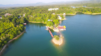 航拍湖北随州琵琶湖风景区