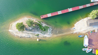 航拍湖北随州琵琶湖风景区