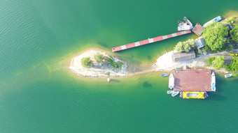 航拍湖北随州琵琶湖风景区