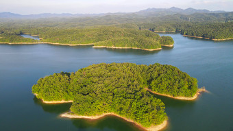 航拍湖北随州琵琶湖风景区