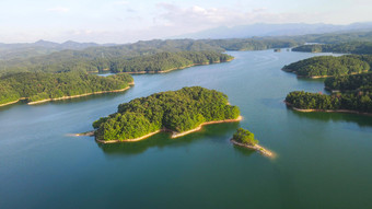 航拍湖北随州琵琶湖风景区