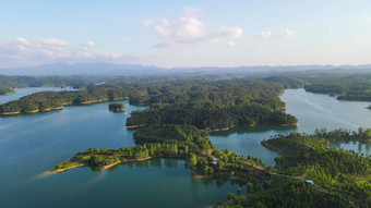 航拍湖北随州琵琶湖风景区