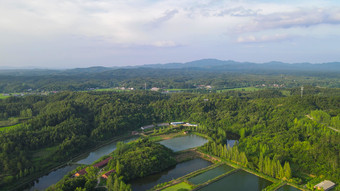 航拍湖北随州琵琶湖风景区