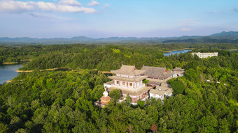 航拍湖北随州琵琶湖风景区