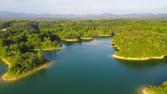 航拍湖北随州琵琶湖风景区