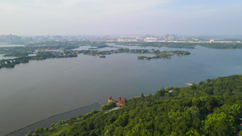 航拍湖北武汉东湖景区5A景区