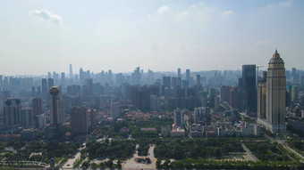 航拍湖北武汉汉口城市地标高楼