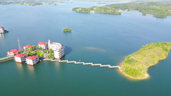 航拍湖北武汉黄陂区木兰湖景区