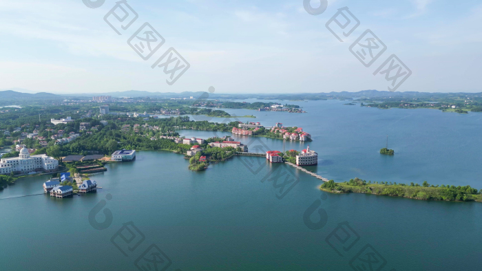 航拍湖北武汉黄陂区木兰湖景区图片-包图网企业站