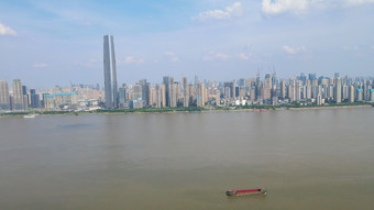 航拍湖北武汉绿地中心商业大楼
