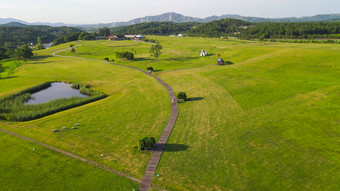 航拍湖北武汉木兰风<strong>景区</strong>木兰<strong>草原</strong>