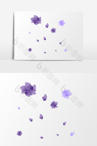 手绘卡通小清新紫色花瓣漂浮小元素图片