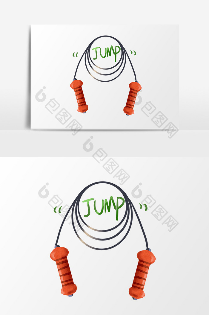 手绘卡通红色跳绳运动小元素