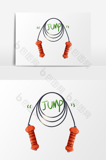 手绘卡通红色跳绳运动小元素图片