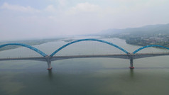 航拍湖北襄阳汉江跨江大桥