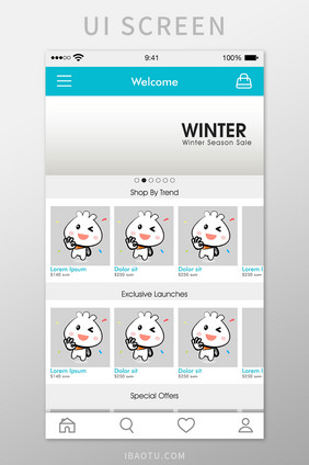 商品展示移动界面UI矢量素材