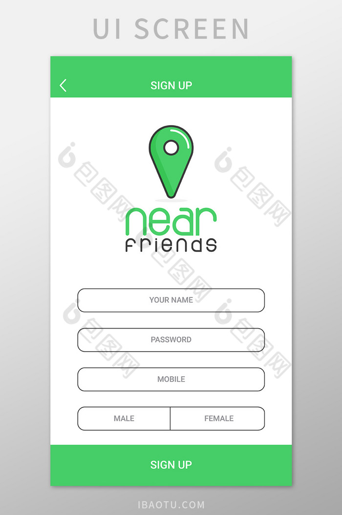 绿色注册登录移动界面UI矢量素材图片图片