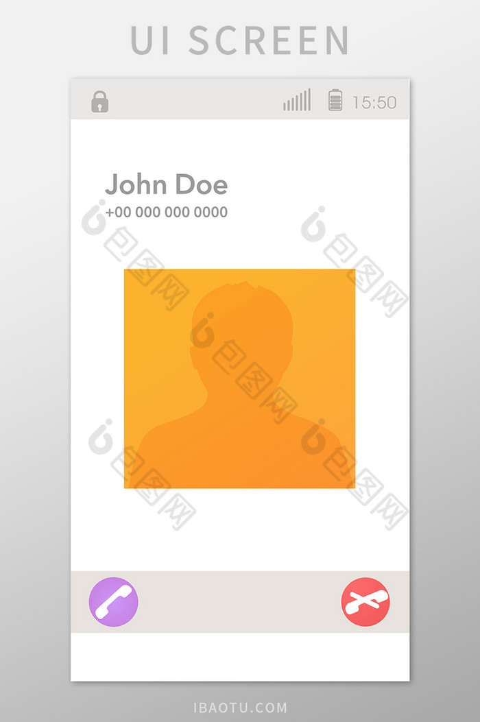 橙色手机来电移动界面UI矢量素材图片图片