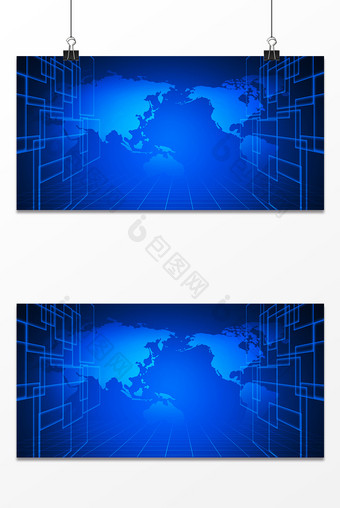 蓝色梦幻智能科技光线商务海报背景图图片