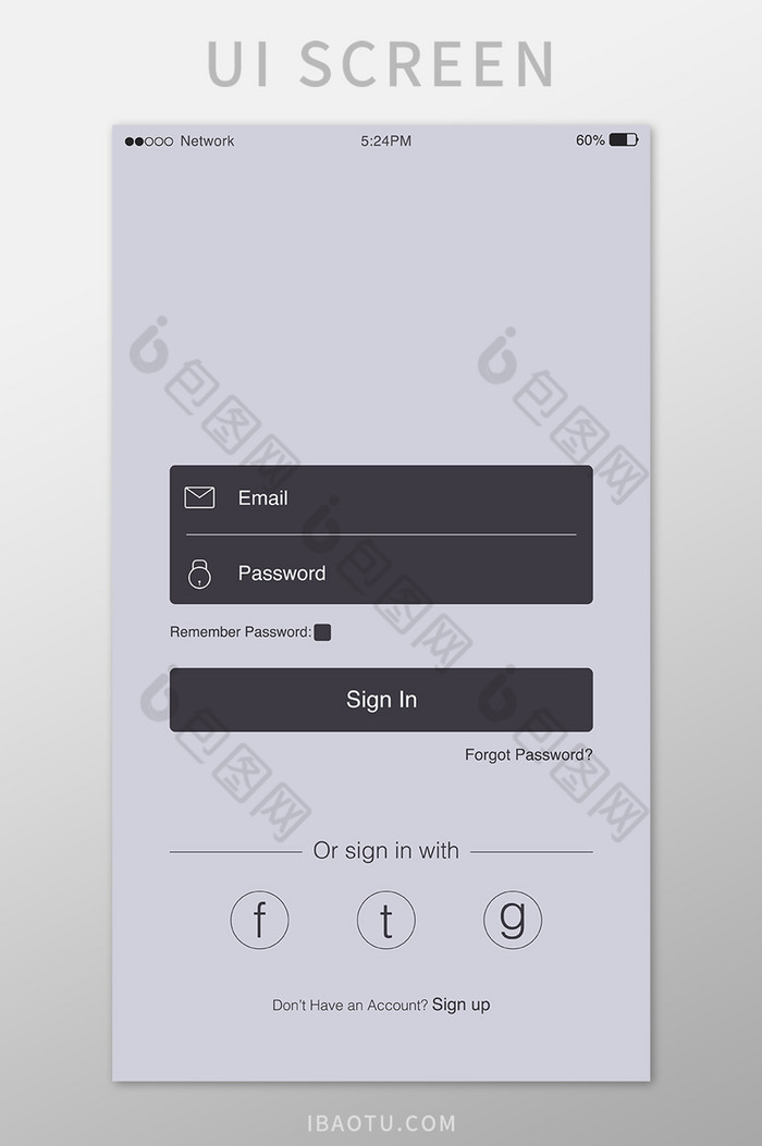 浅灰注册登录移动界面UI矢量素材图片图片
