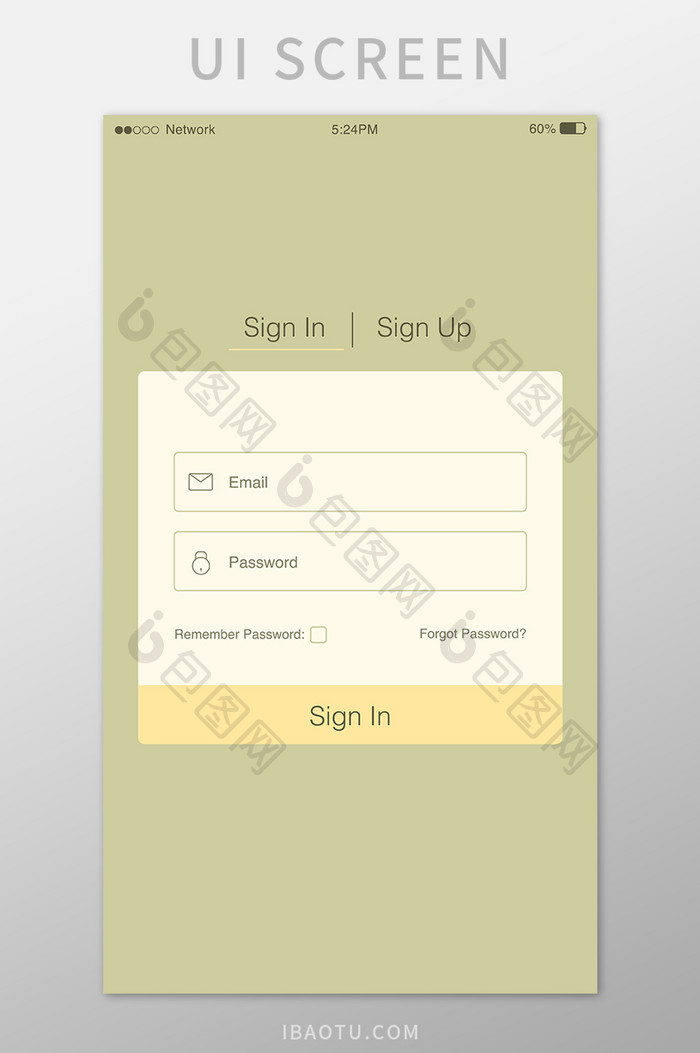 浅土黄注册登录移动界面UI矢量素材
