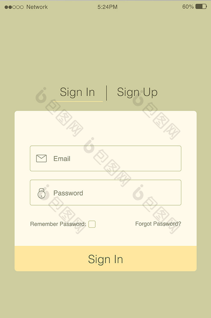 浅土黄注册登录移动界面UI矢量素材