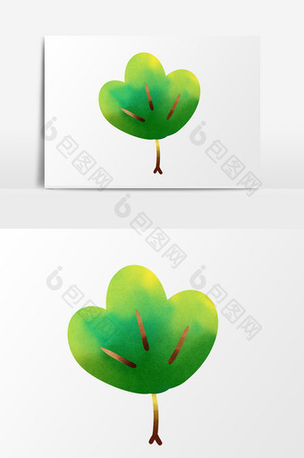 手绘卡通小清新浅绿色小树木植树节小元素图片