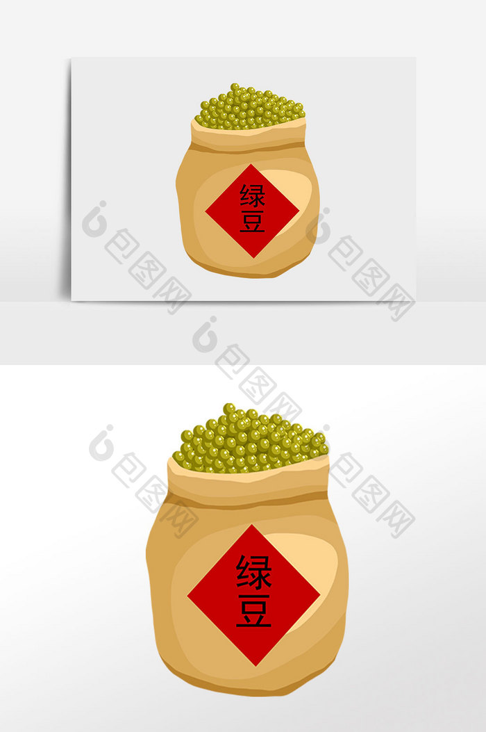 手绘农作物绿豆粮食插画
